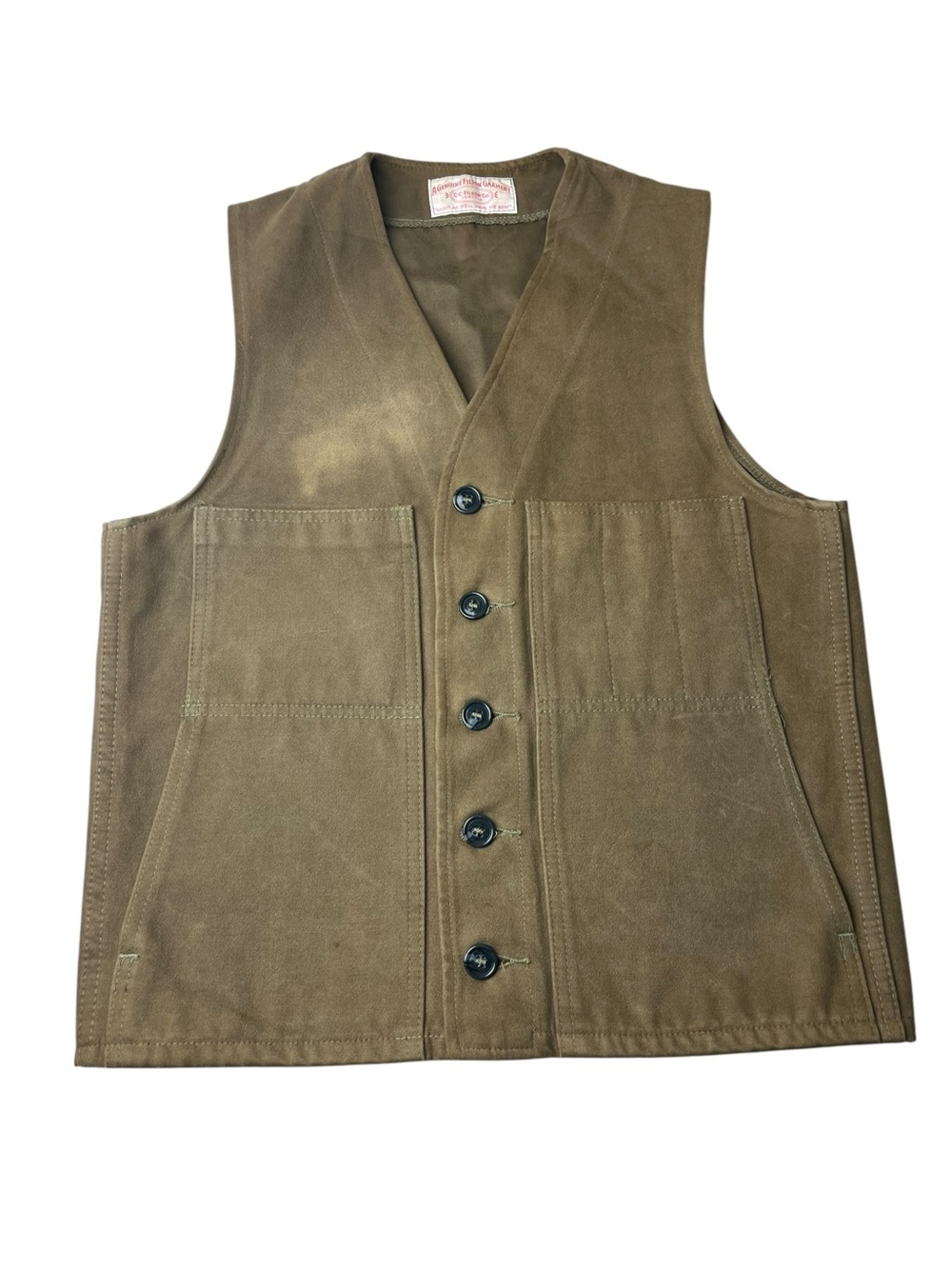 C.C. Filson Vintage Moleskin Cruiser Cotton Men’s Medium Button Front Brown Vest